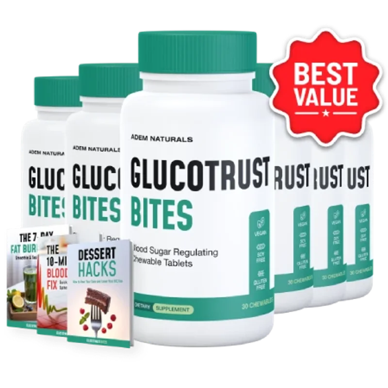 GlucoTrust Bites Natural Blood Sugar Formula — 6 Bottle / 180 Day Pack